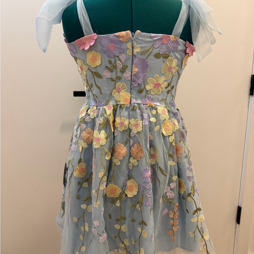 Lulu's Light Blue Floral Midi Dress with Pastel Embroidery - Picture 7 of 12